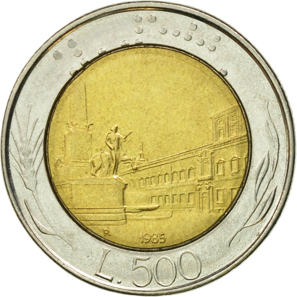 Coin, Italy, 500 Lire, 1985, Rome, AU(50-53), Bi-Metallic, KM:111
