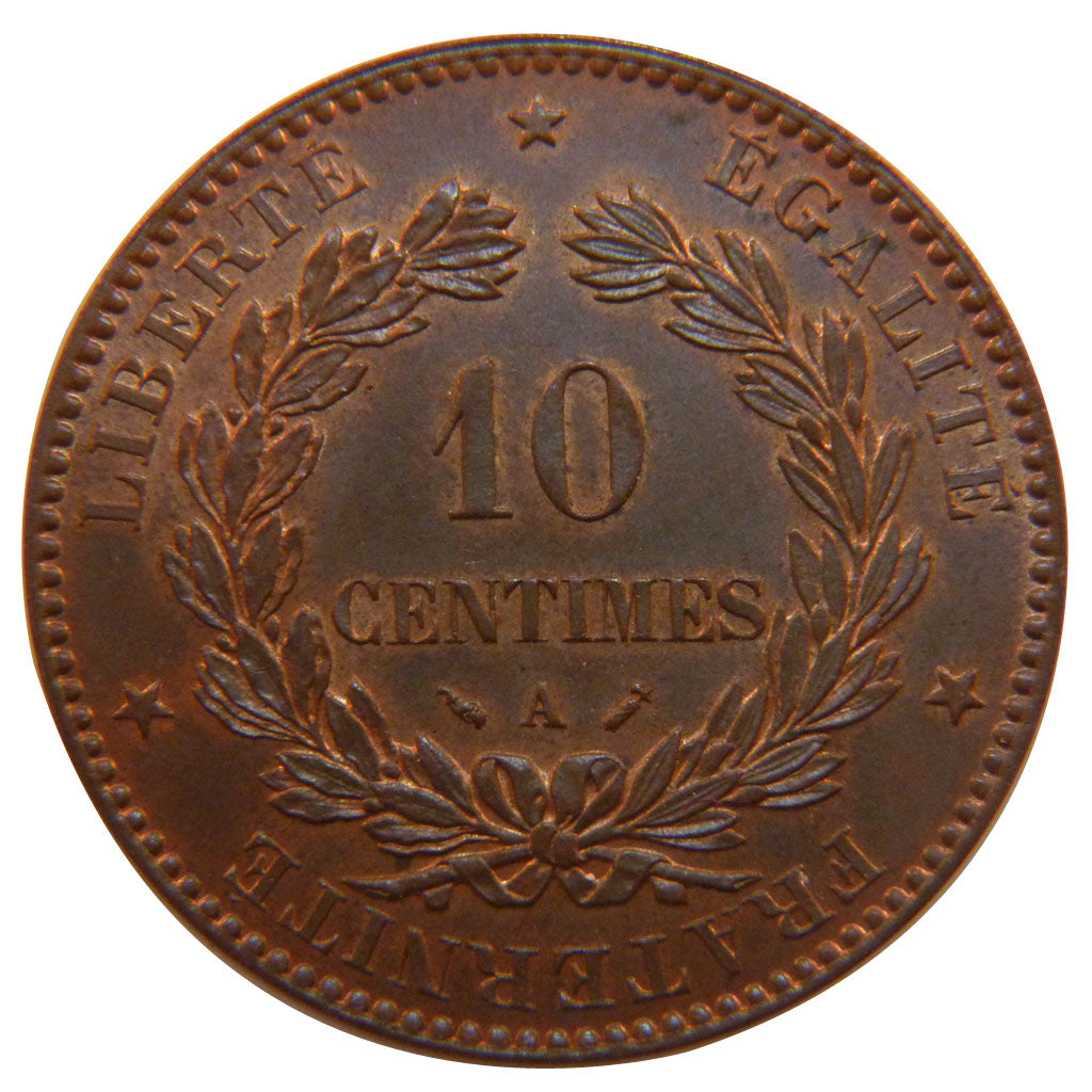 FRANCE, Cérès, 10 Centimes, 1893, Paris, KM #815.1, MS(60-62), Bronze, Gadoury #