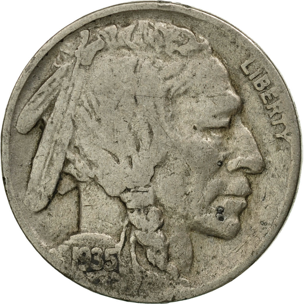 Coin, United States, Buffalo Nickel, 5 Cents, 1935, U.S. Mint, Philadelphia
