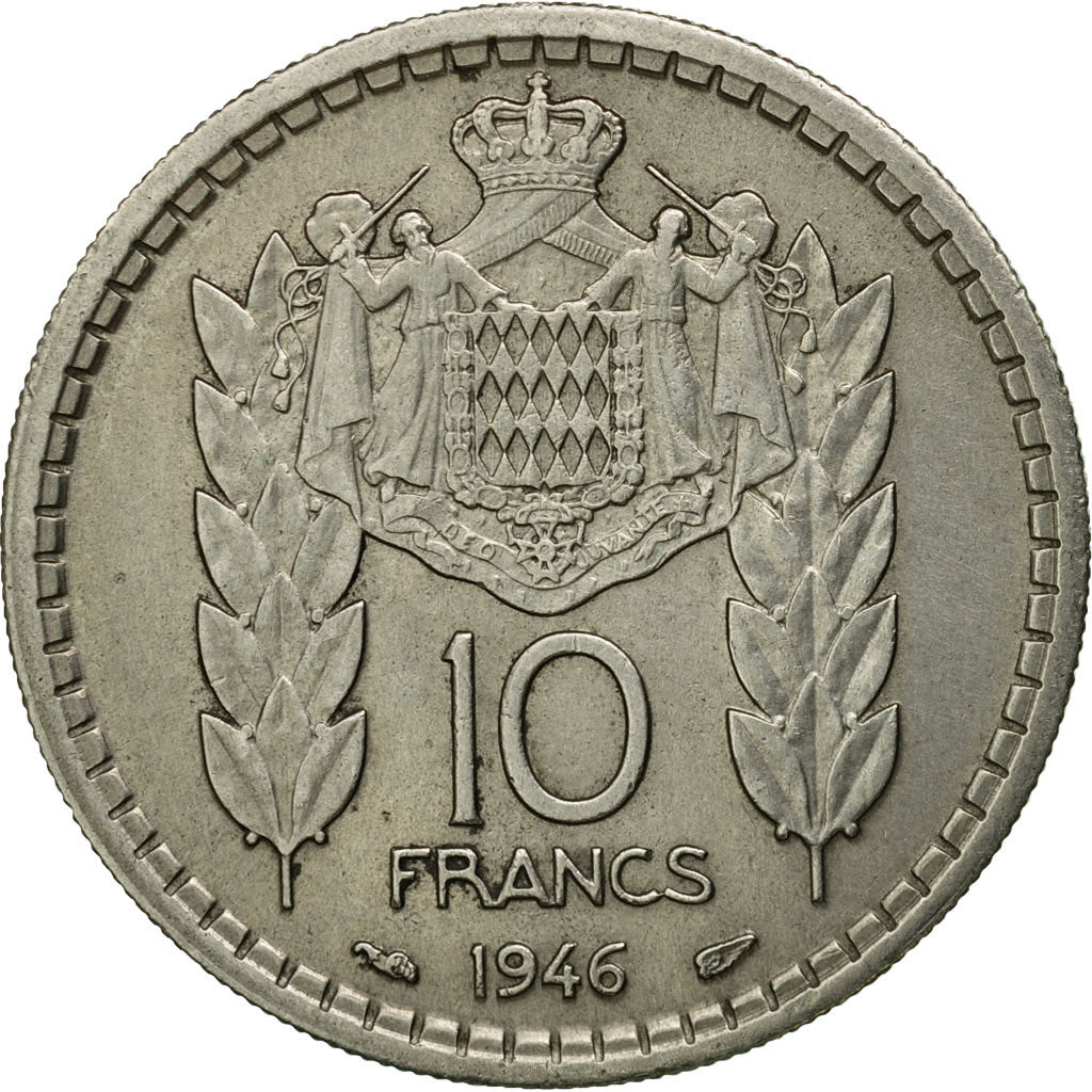 Coin, Monaco, Louis II, 10 Francs, 1946, Poissy, EF(40-45), Copper-nickel