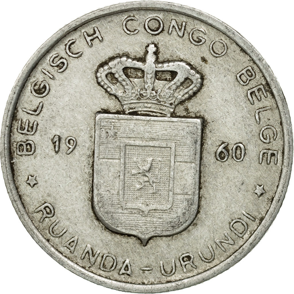 Coin, Belgian Congo, RUANDA-URUNDI, Franc, 1960, EF(40-45), Aluminum, KM:4