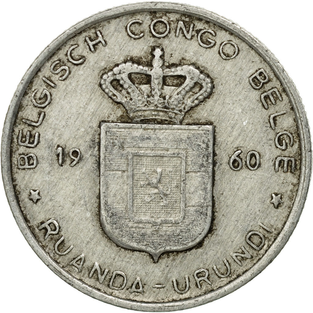 Coin, Belgian Congo, RUANDA-URUNDI, Franc, 1960, VF(30-35), Aluminum, KM:4