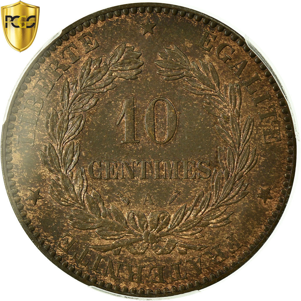 Coin, France, Cérès, 10 Centimes, 1895, Paris, PCGS, MS64RB, MS(64), Bronze