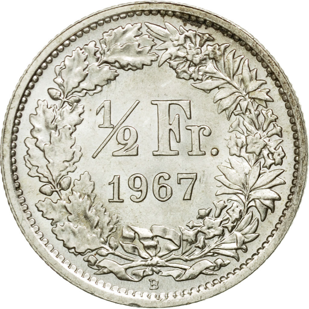 Coin, Switzerland, 1/2 Franc, 1967, Bern, VF(30-35), Silver, KM:23