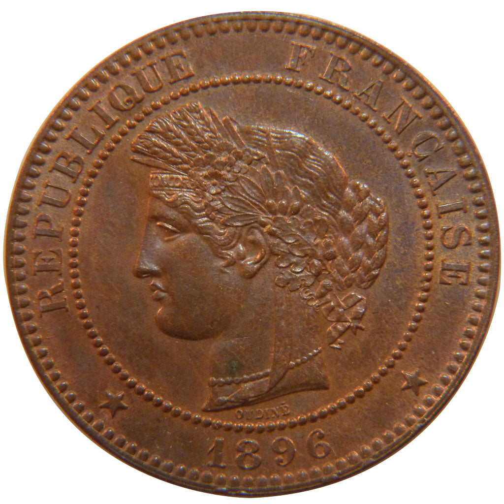 FRANCE, 10 Centimes, 1896, Paris, MS(60-62), Bronze, Gadoury #265a, 10.00
