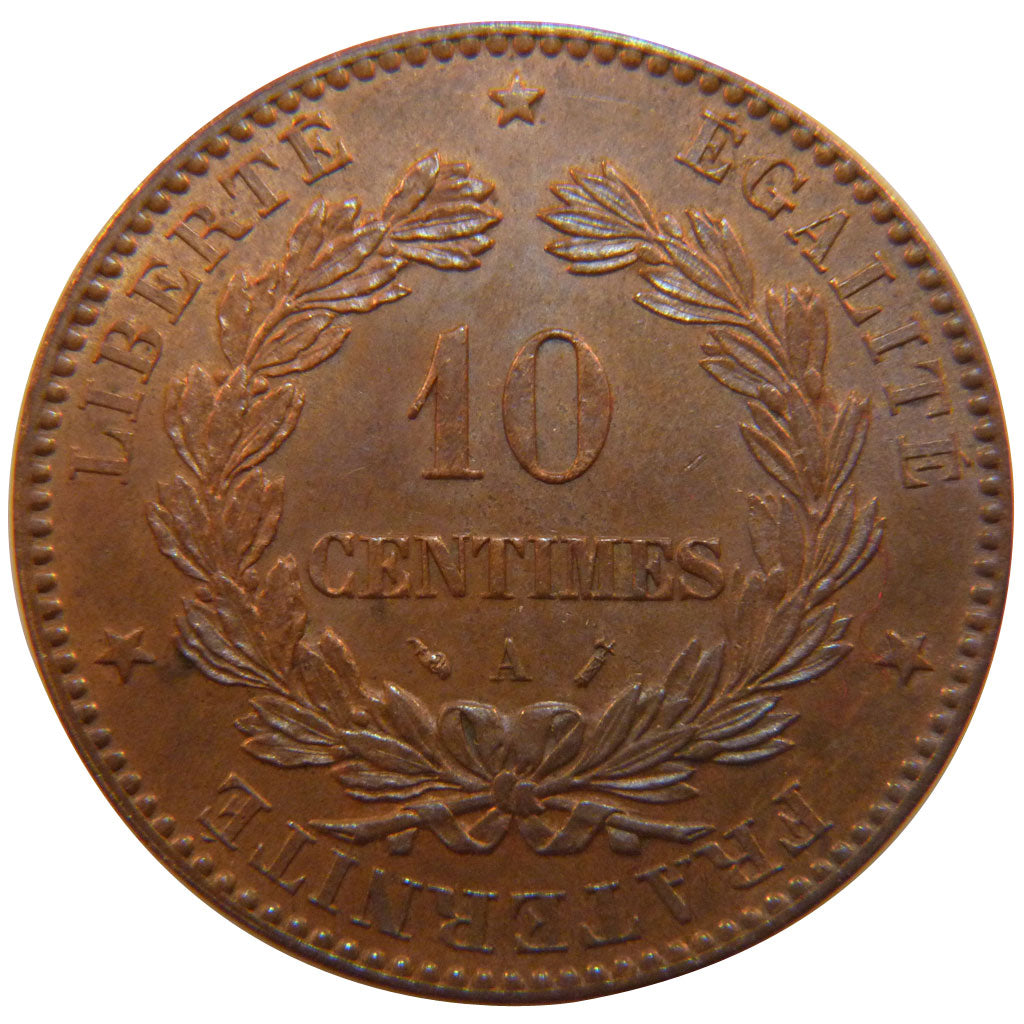 FRANCE, 10 Centimes, 1896, Paris, MS(60-62), Bronze, Gadoury #265a, 10.00