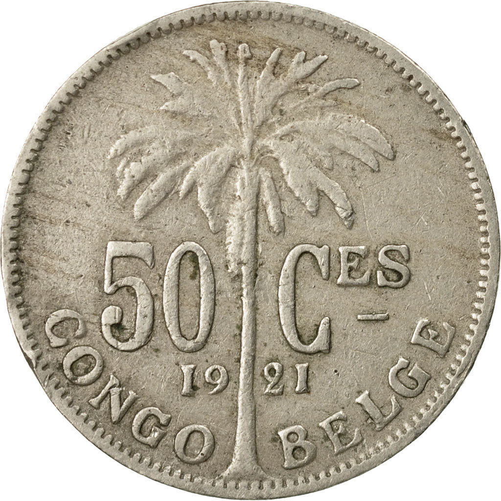 Coin, Belgian Congo, 50 Centimes, 1921, EF(40-45), Copper-nickel, KM:22