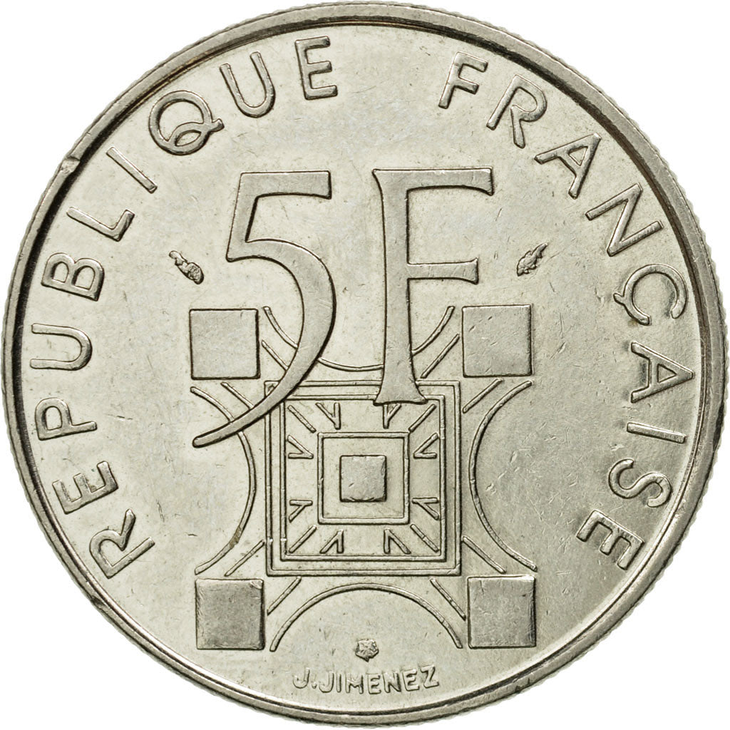 Coin, France, Tour Eiffel, 5 Francs, 1989, Paris, AU(50-53), Nickel, KM:968, Le
