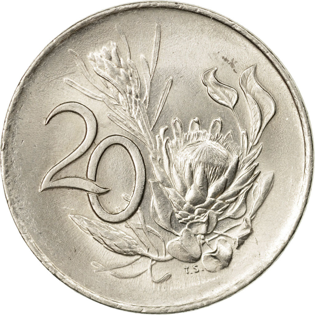Coin, South Africa, 20 Cents, 1965, AU(50-53), Nickel, KM:69.1