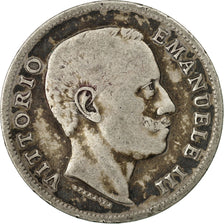 Coin, Italy, Vittorio Emanuele III, Lira, 1907, Rome, VF(20-25), Silver, KM:32