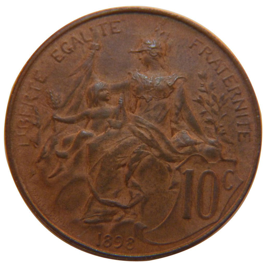 FRANCE, 10 Centimes, 1898, MS(60-62), Bronze, Gadoury #277, 9.90