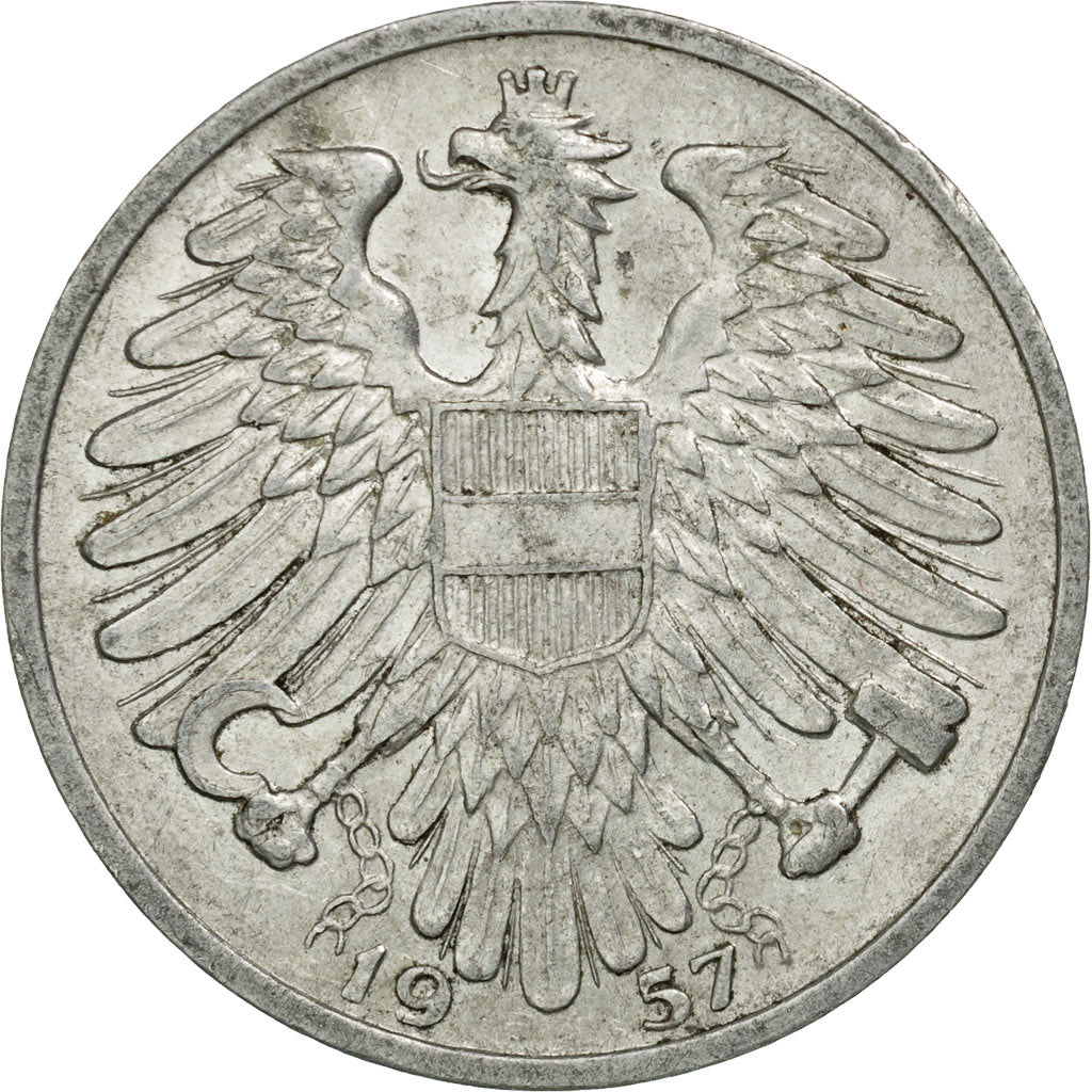 Coin, Austria, Schilling, 1957, VF(30-35), Aluminum, KM:2871