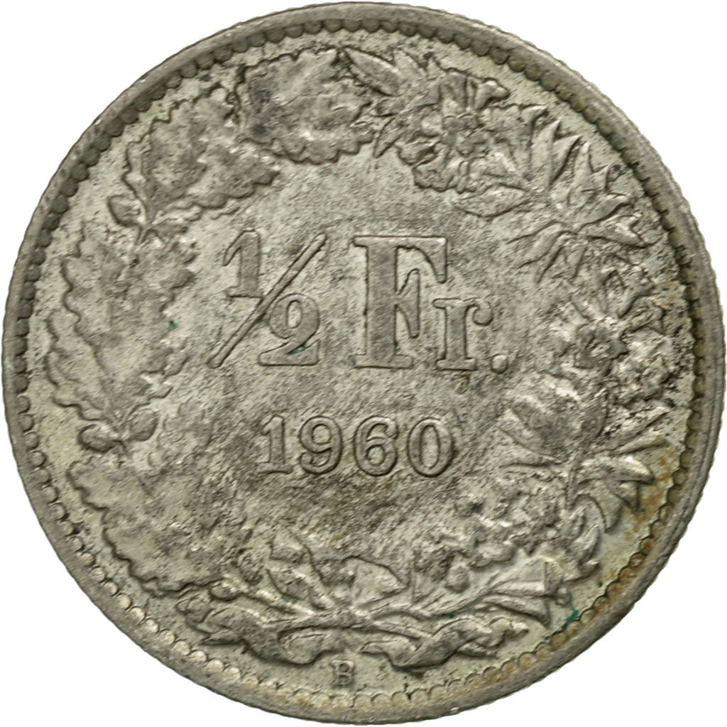 Moneda, Suiza, 1/2 Franc, 1960, Bern, BC+, Plata, KM:23