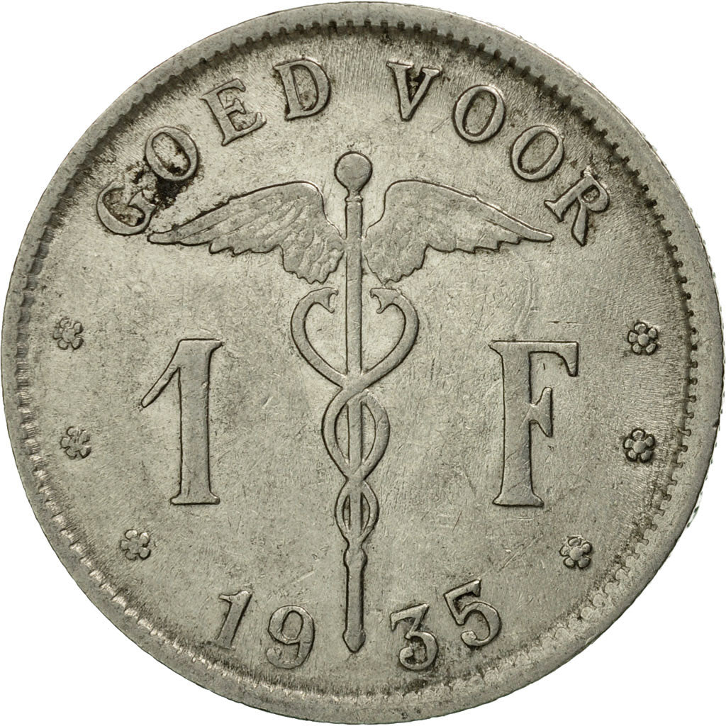 Coin, Belgium, Franc, 1935, EF(40-45), Nickel, KM:90