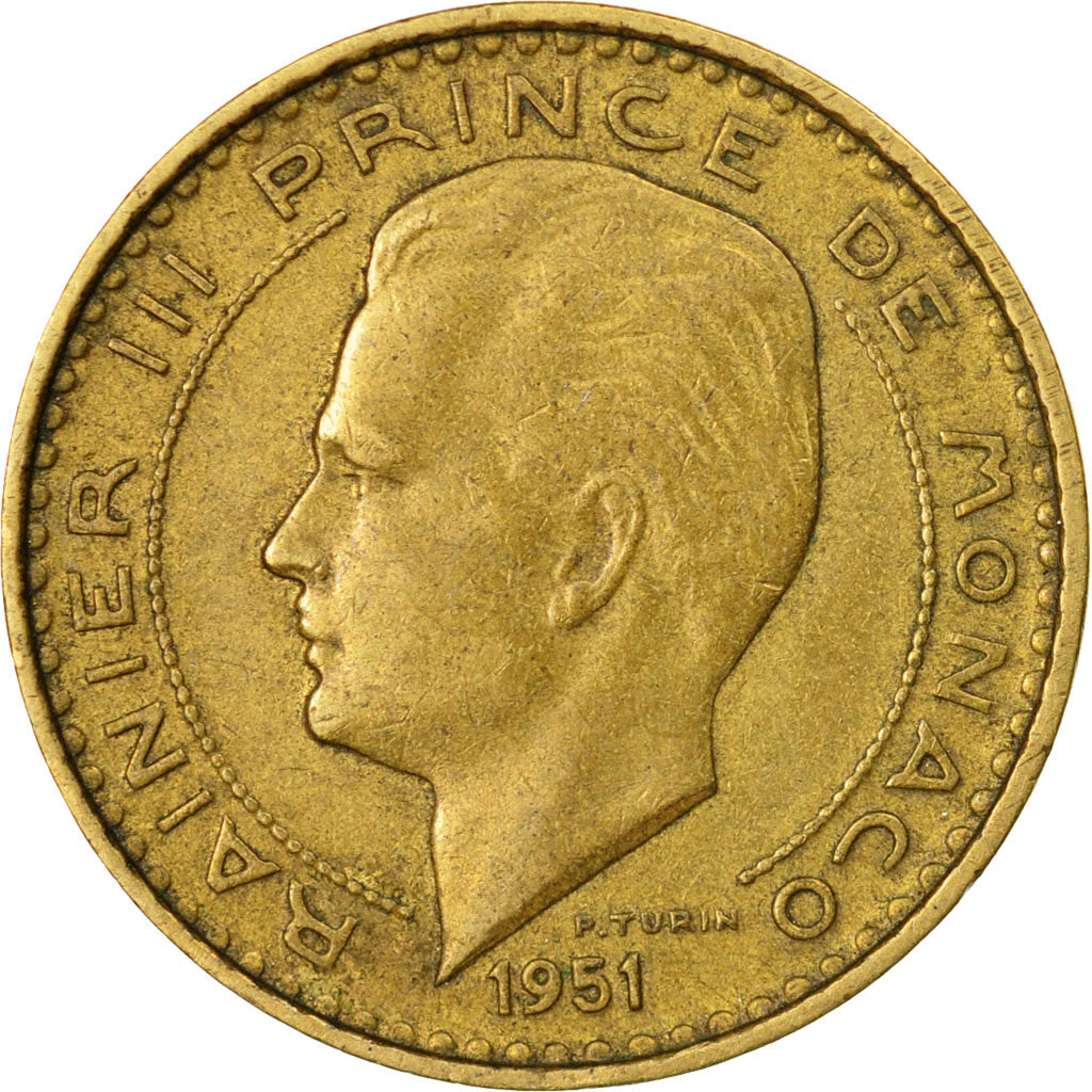 Moneta, Monaco, Rainier III, 10 Francs, 1951, BB, Alluminio-bronzo, KM:130