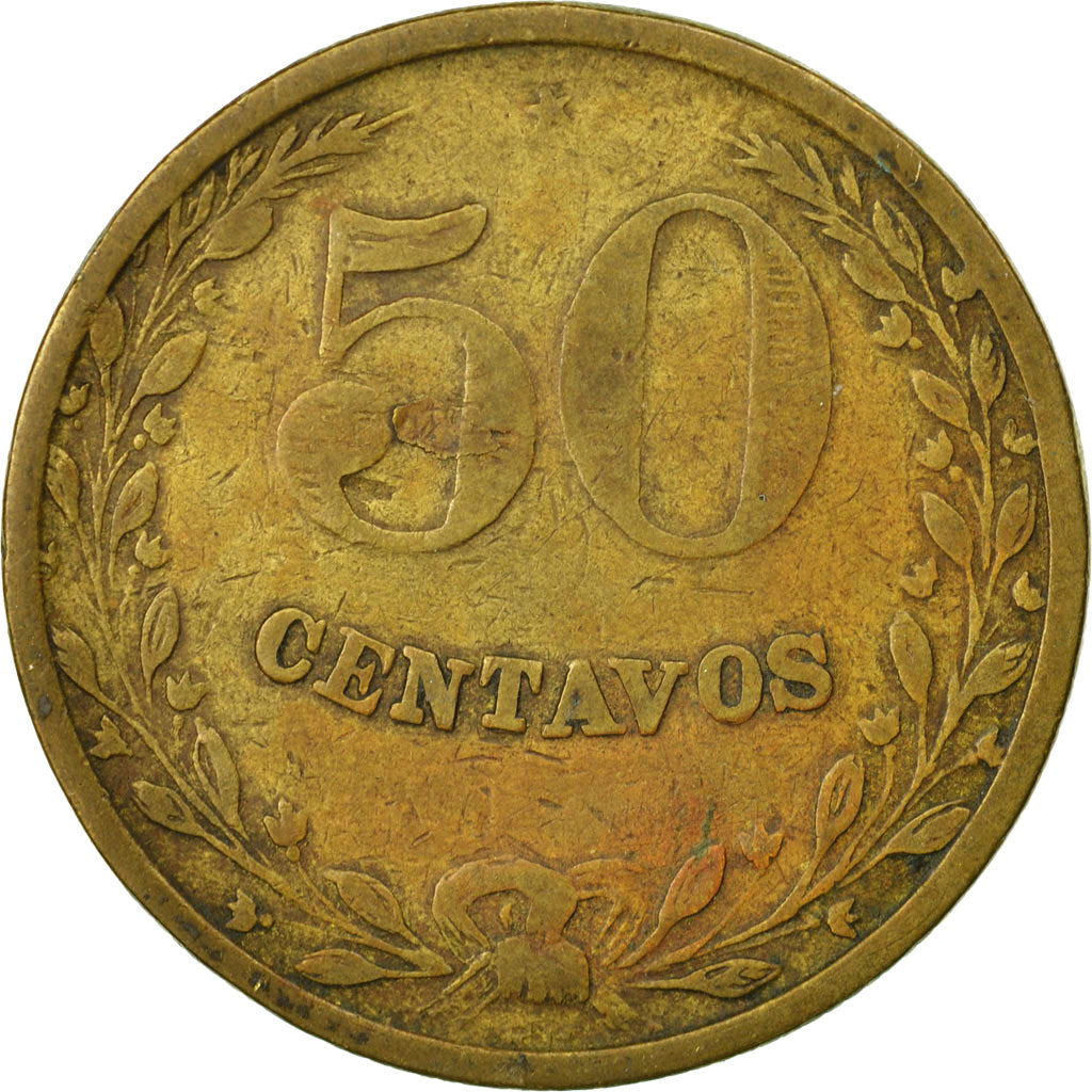 Coin, Colombia, 50 Centavos, 1928, VF(30-35), Brass, KM:L14