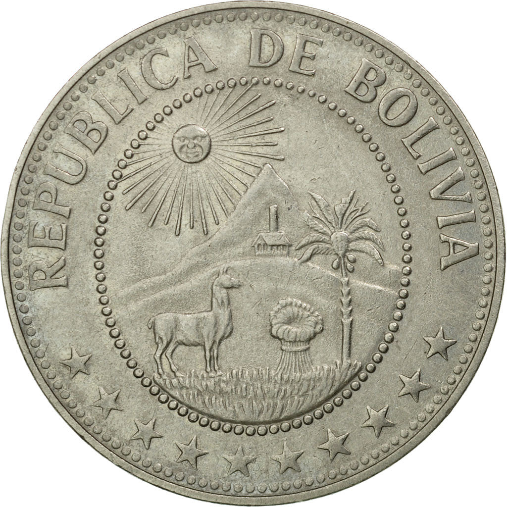 Moneda, Bolivia, 50 Centavos, 1974, MBC, Níquel recubierto de acero, KM:190