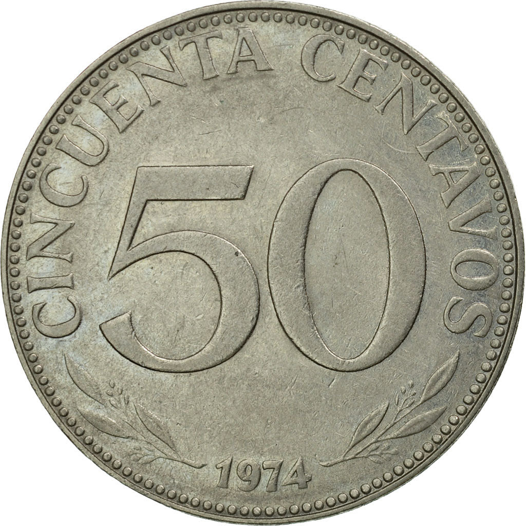 Moneda, Bolivia, 50 Centavos, 1974, MBC, Níquel recubierto de acero, KM:190