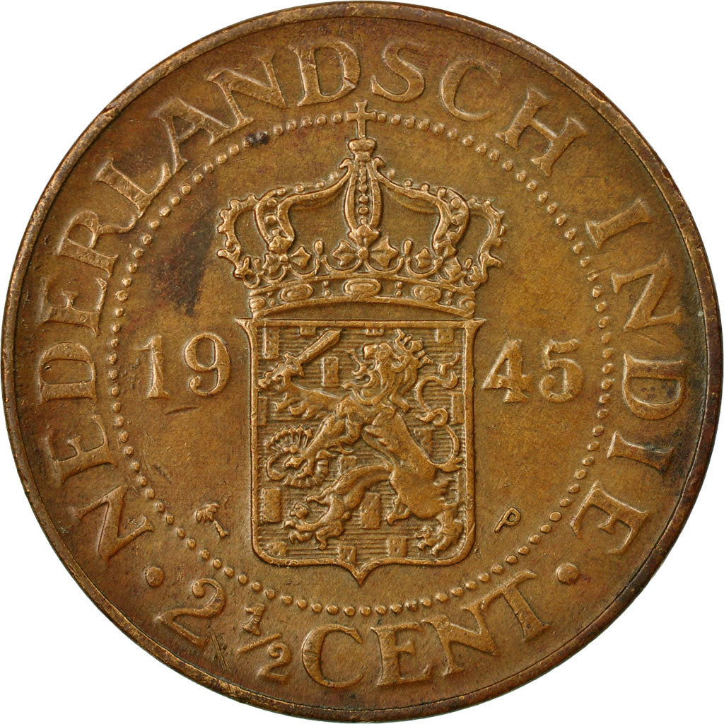 Moneta, INDIE ORIENTALI OLANDESI, Wilhelmina I, 2-1/2 Cents, 1945, Utrecht, BB
