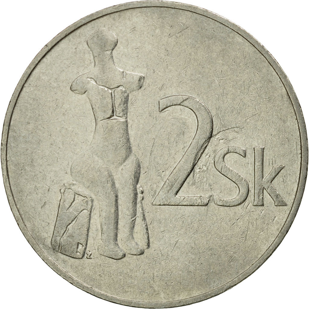 Coin, Slovakia, 2 Koruna, 1993, VF(30-35), Nickel plated steel, KM:13