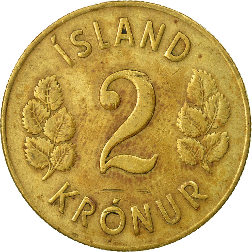 Coin, Iceland, 2 Kronur, 1963, VF(20-25), Nickel-brass, KM:13a.1