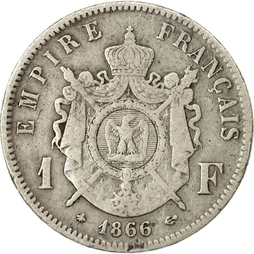 Monnaie, France, Napoleon III, Napoléon III, Franc, 1866, Paris, B+, Argent