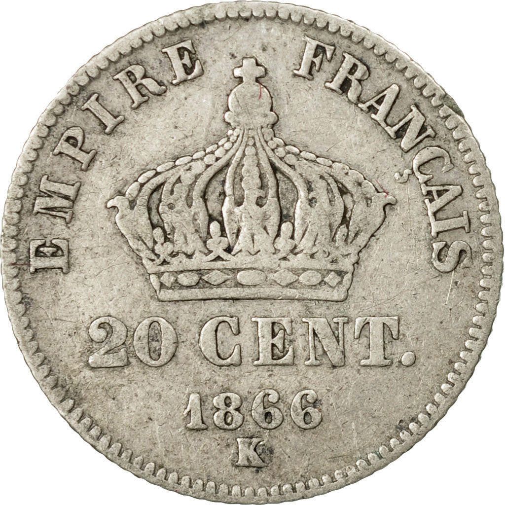 Coin, France, Napoleon III, Napoléon III, 20 Centimes, 1866, Bordeaux