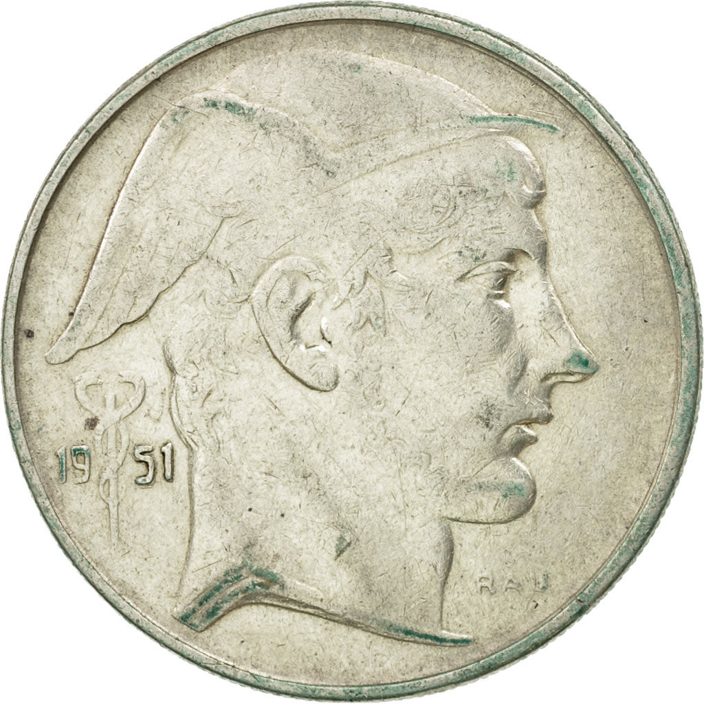 Coin, Belgium, 20 Francs, 20 Frank, 1951, EF(40-45), Silver, KM:141.1