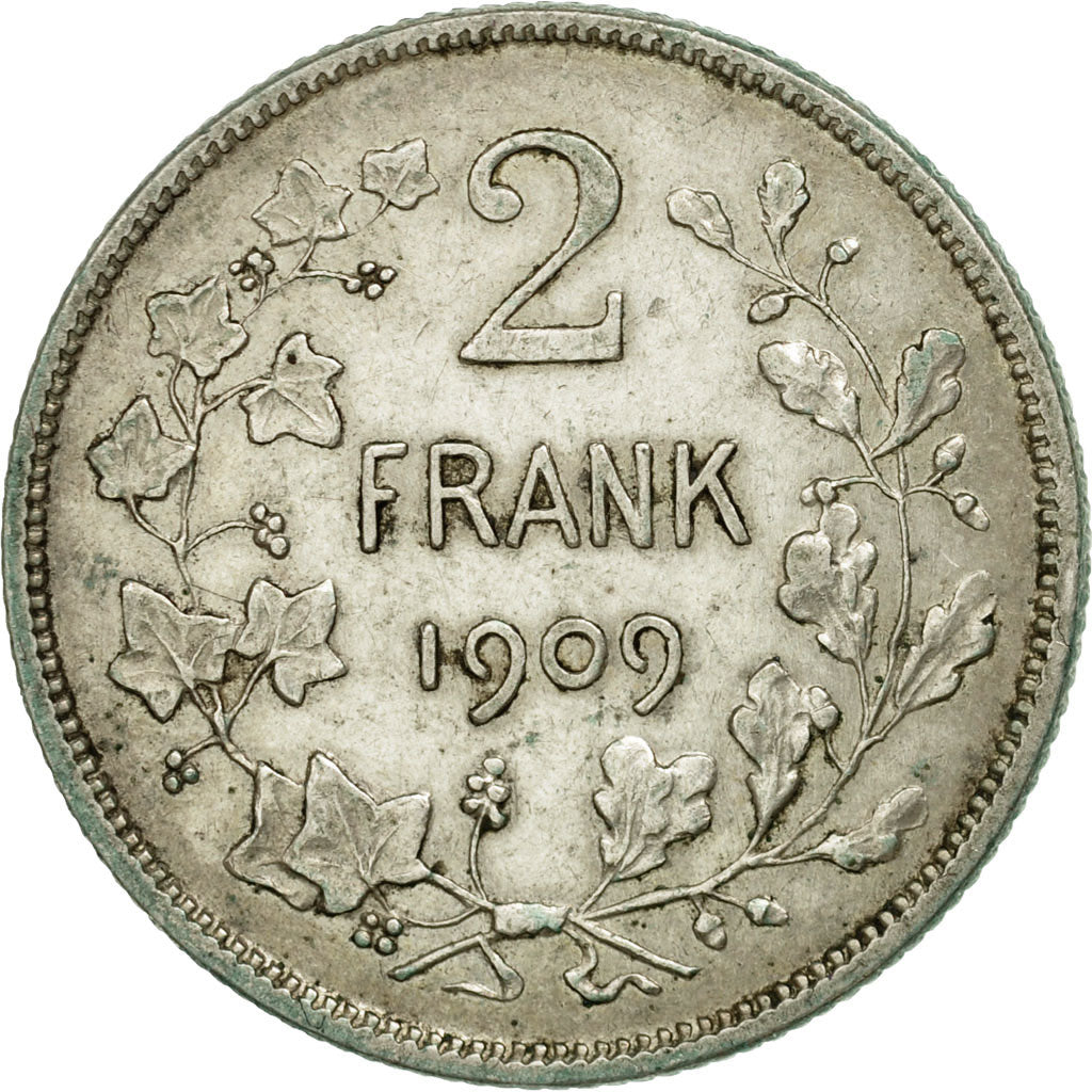 Münze, Belgien, 2 Francs, 2 Frank, 1909, SS, Silber, KM:59