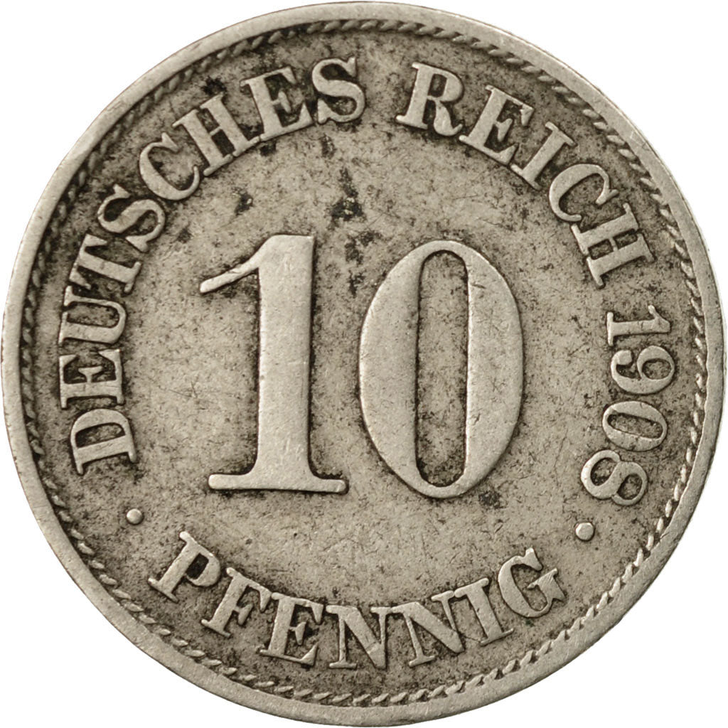 Monnaie, GERMANY - EMPIRE, Wilhelm II, 10 Pfennig, 1908, Berlin, TB