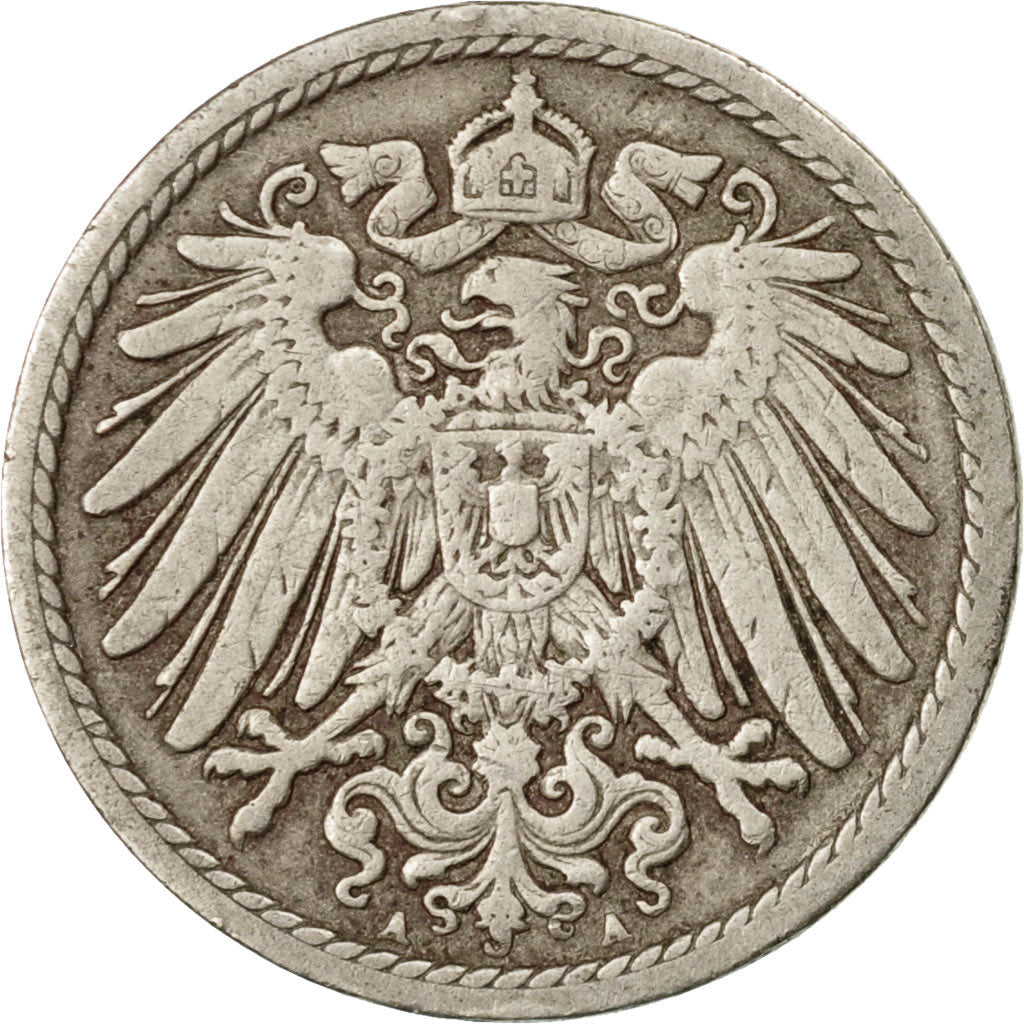 Monnaie, GERMANY - EMPIRE, Wilhelm II, 5 Pfennig, 1897, Berlin, TB+