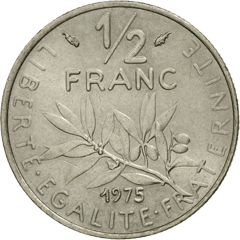 Coin, France, Semeuse, 1/2 Franc, 1975, Paris, AU(50-53), Nickel, KM:931.1, Le