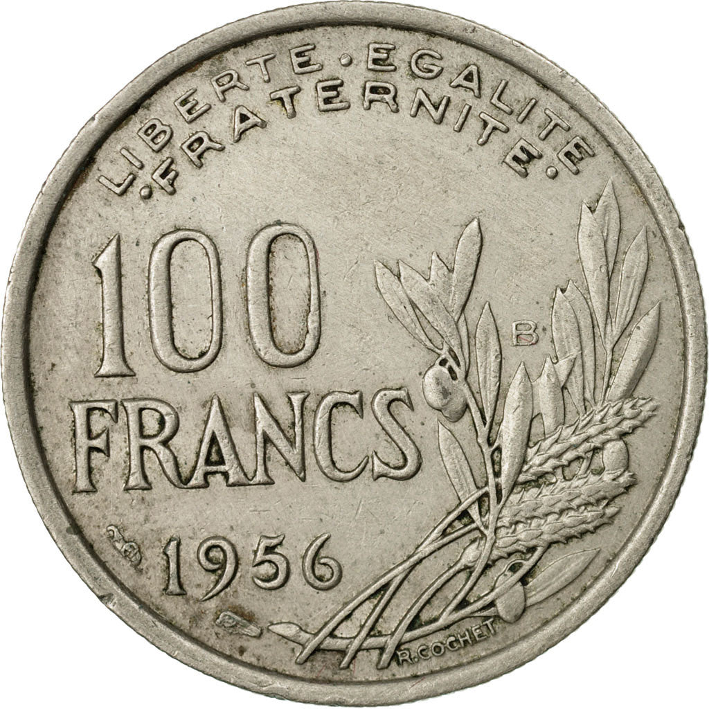 Münze, Frankreich, Cochet, 100 Francs, 1956, Beaumont - Le Roger, S+