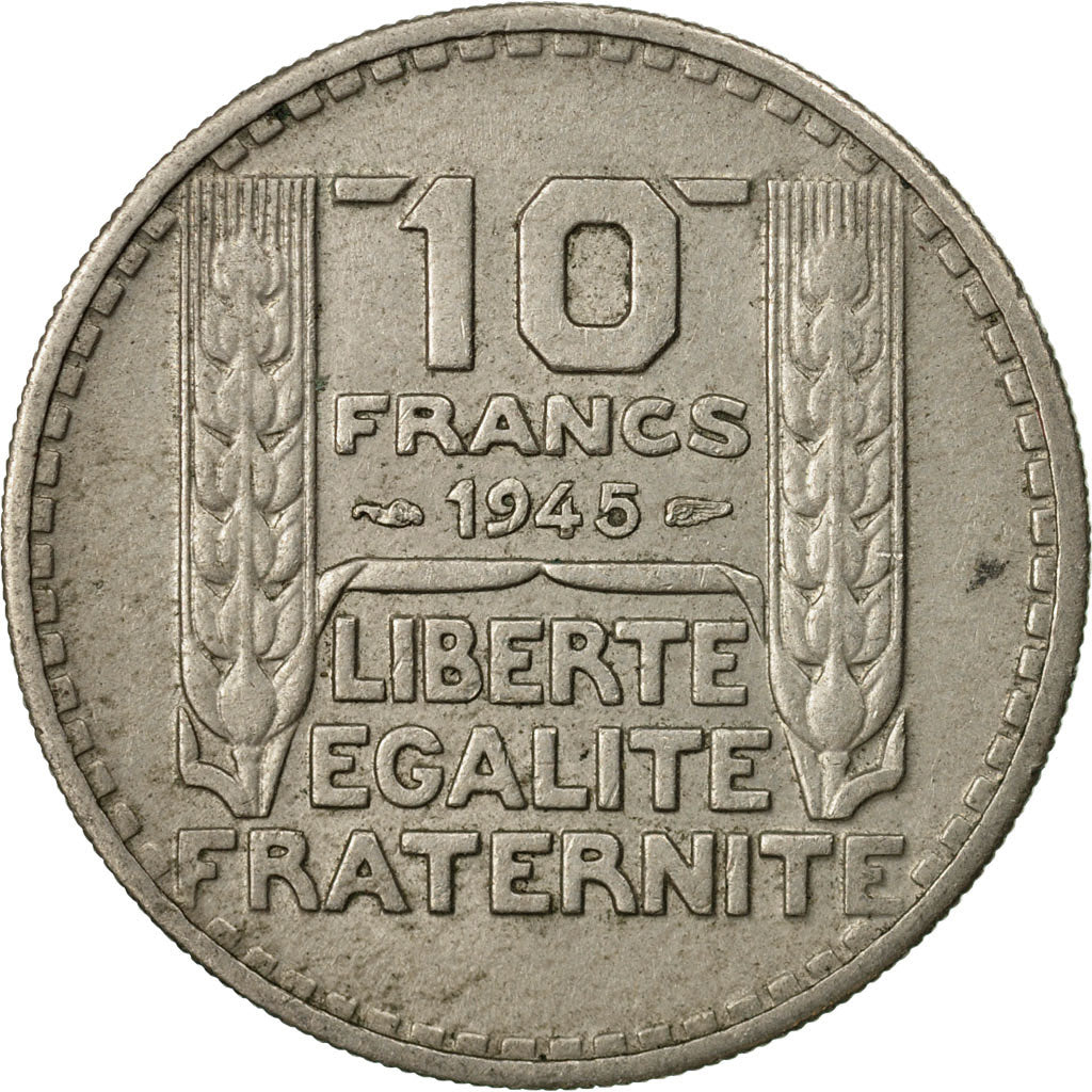 Moneda, Francia, Turin, 10 Francs, 1945, Paris, BC+, Cobre - níquel, KM:908.1