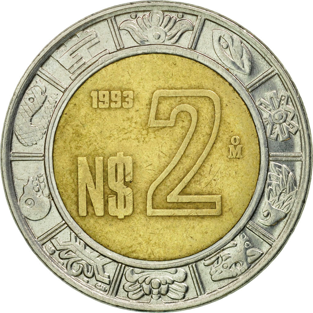 Munten, Mexico, 2 Nuevo Pesos, 1993, Mexico City, ZF, Bi-Metallic, KM:551