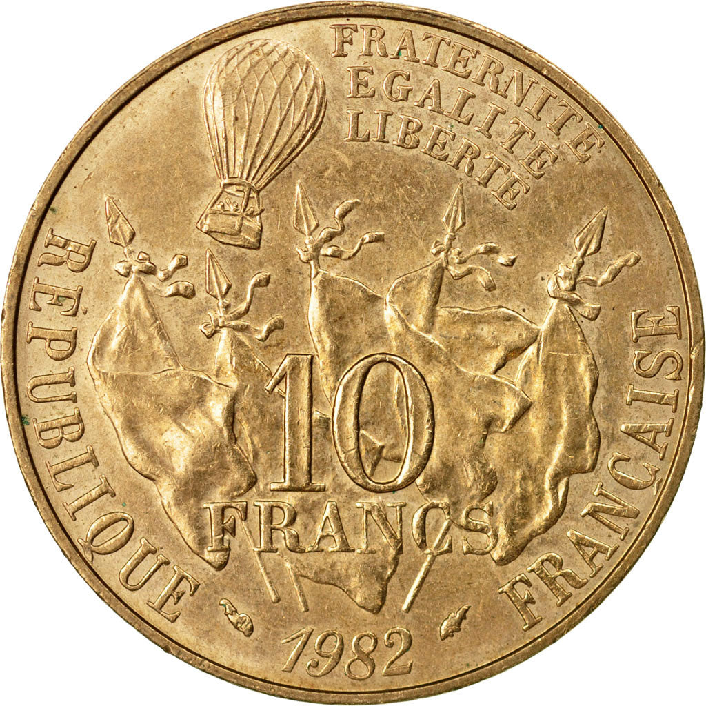 Moneda, Francia, Gambetta, 10 Francs, 1982, Paris, MBC+, Níquel - bronce