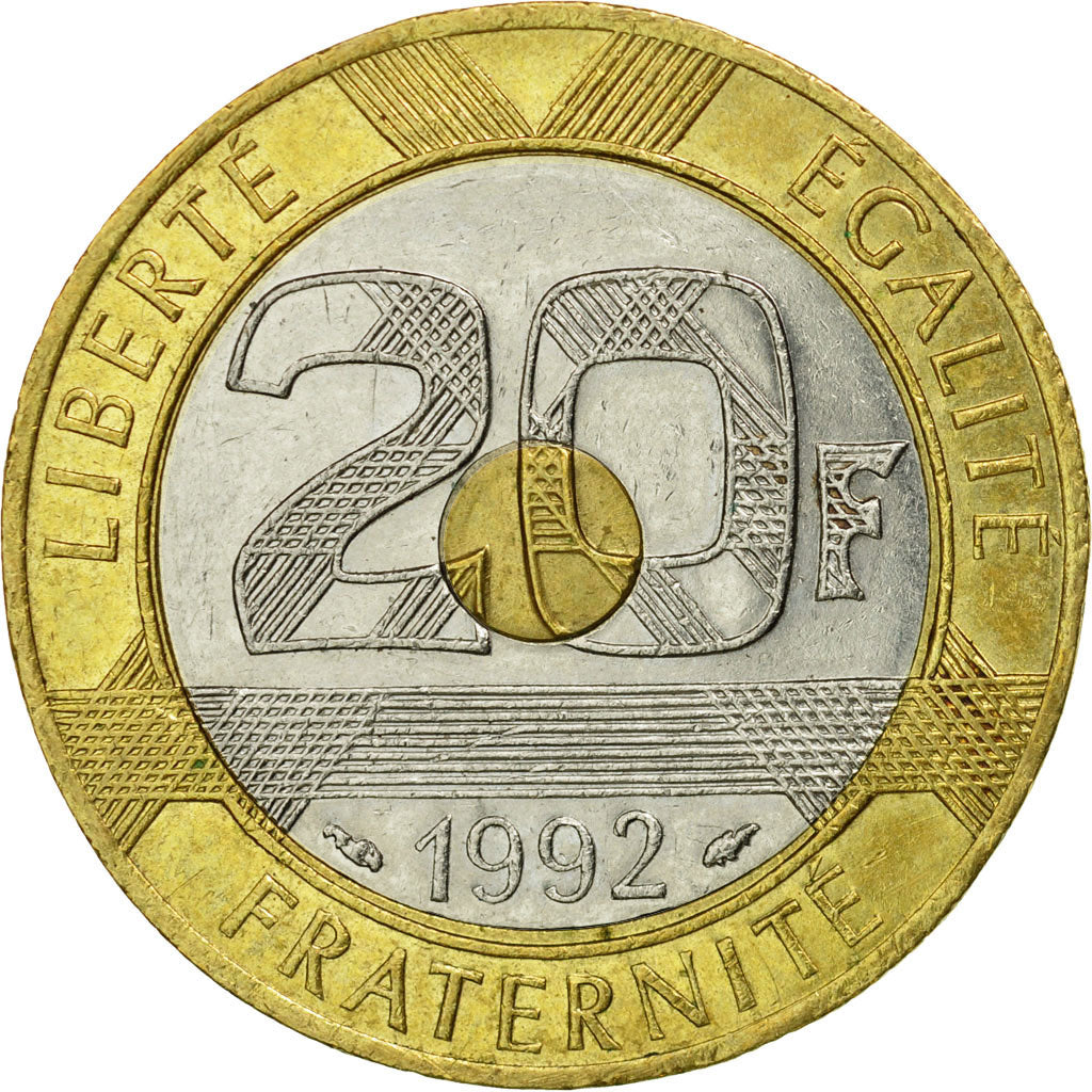 Coin, France, Mont Saint Michel, 20 Francs, 1992, Paris, AU(55-58)