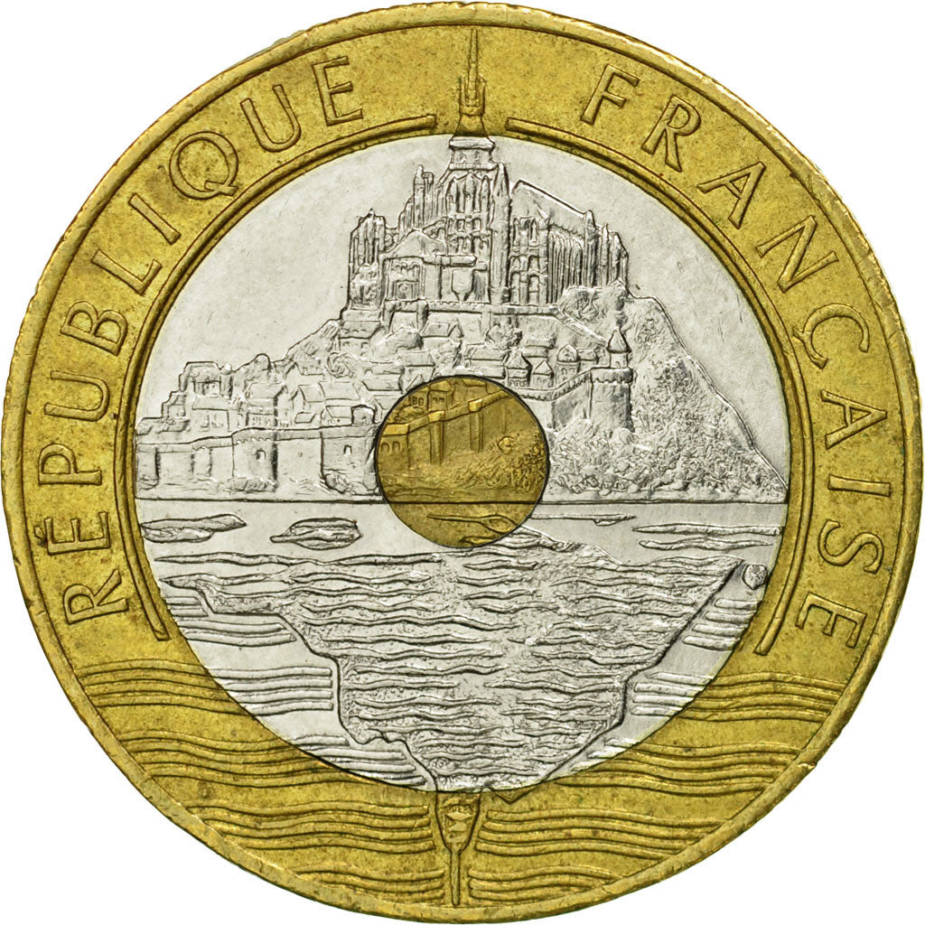 Monnaie, France, Mont Saint Michel, 20 Francs, 1992, Paris, TB+, Tri-Metallic