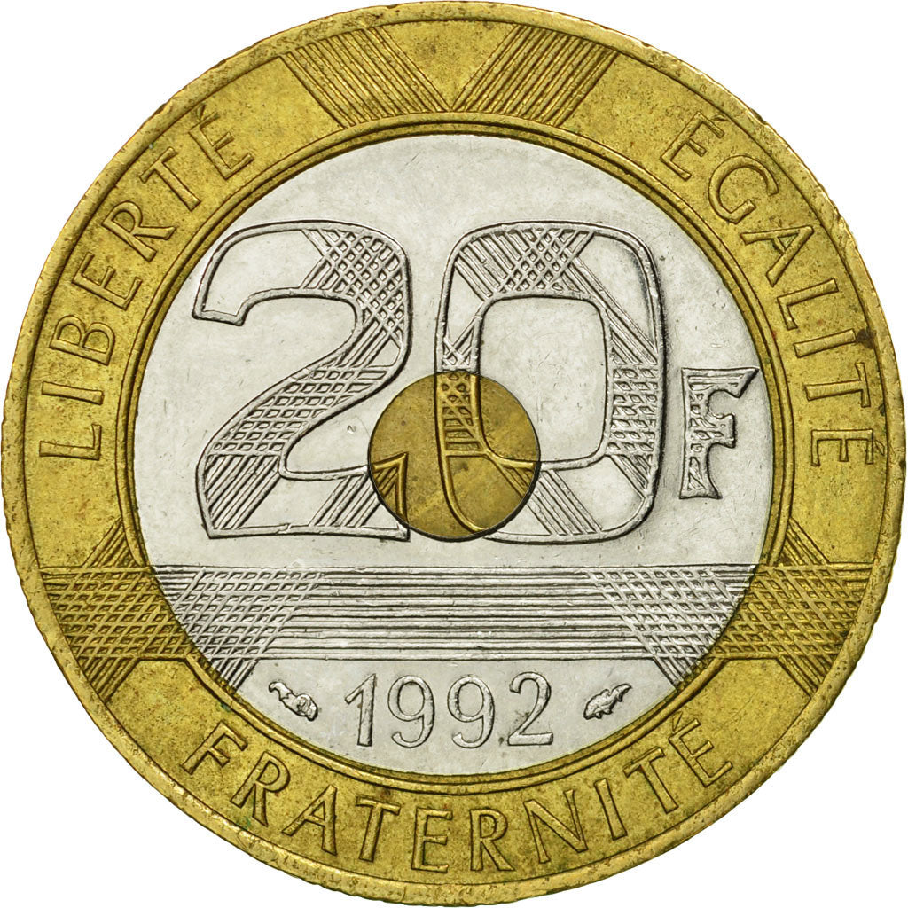Monnaie, France, Mont Saint Michel, 20 Francs, 1992, Paris, TB+, Tri-Metallic