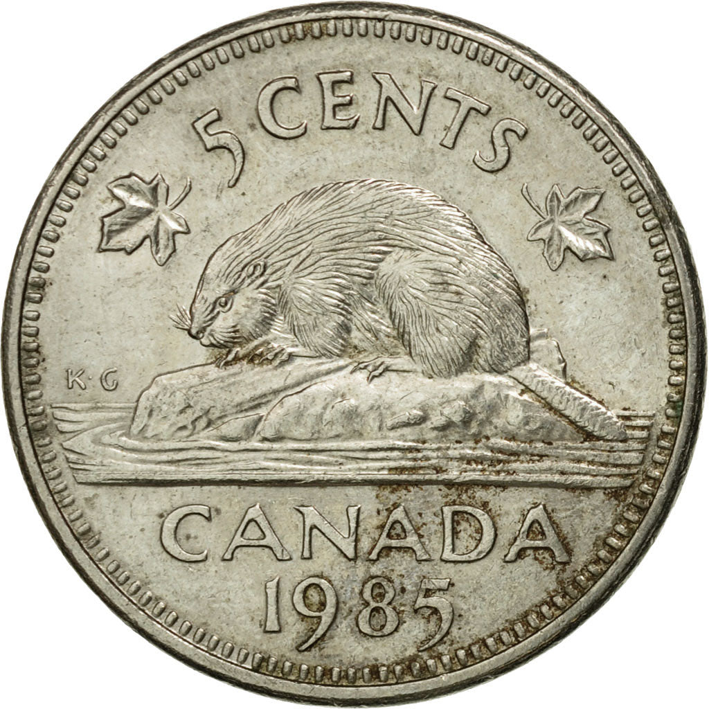 Moneda, Canadá, Elizabeth II, 5 Cents, 1985, Royal Canadian Mint, Ottawa, BC