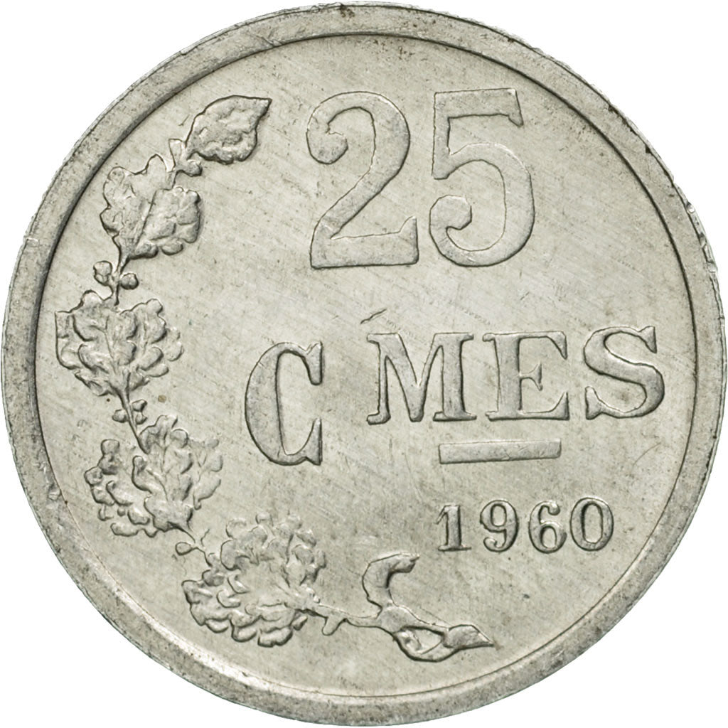 Coin, Luxembourg, Jean, 25 Centimes, 1960, AU(55-58), Aluminum, KM:45a.1