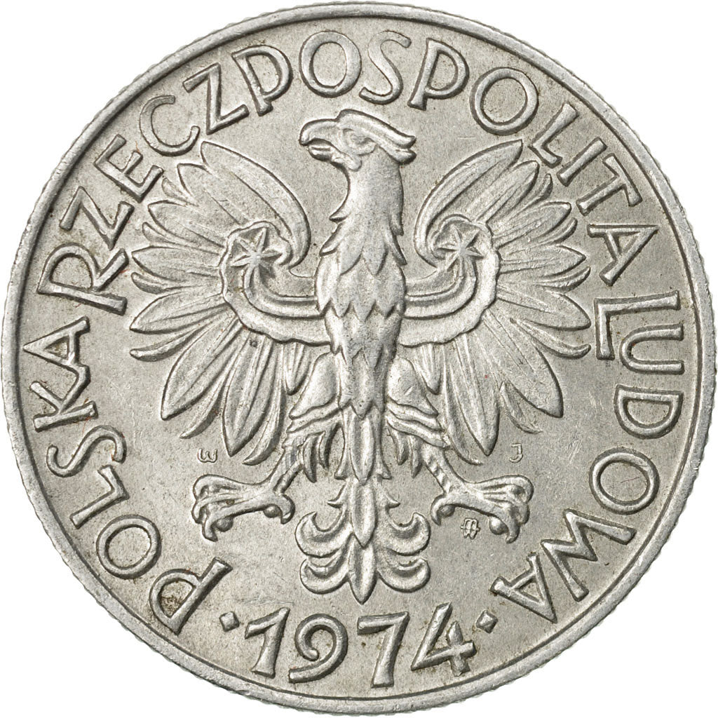 Münze, Polen, 5 Zlotych, 1974, Warsaw, SS+, Aluminium, KM:47