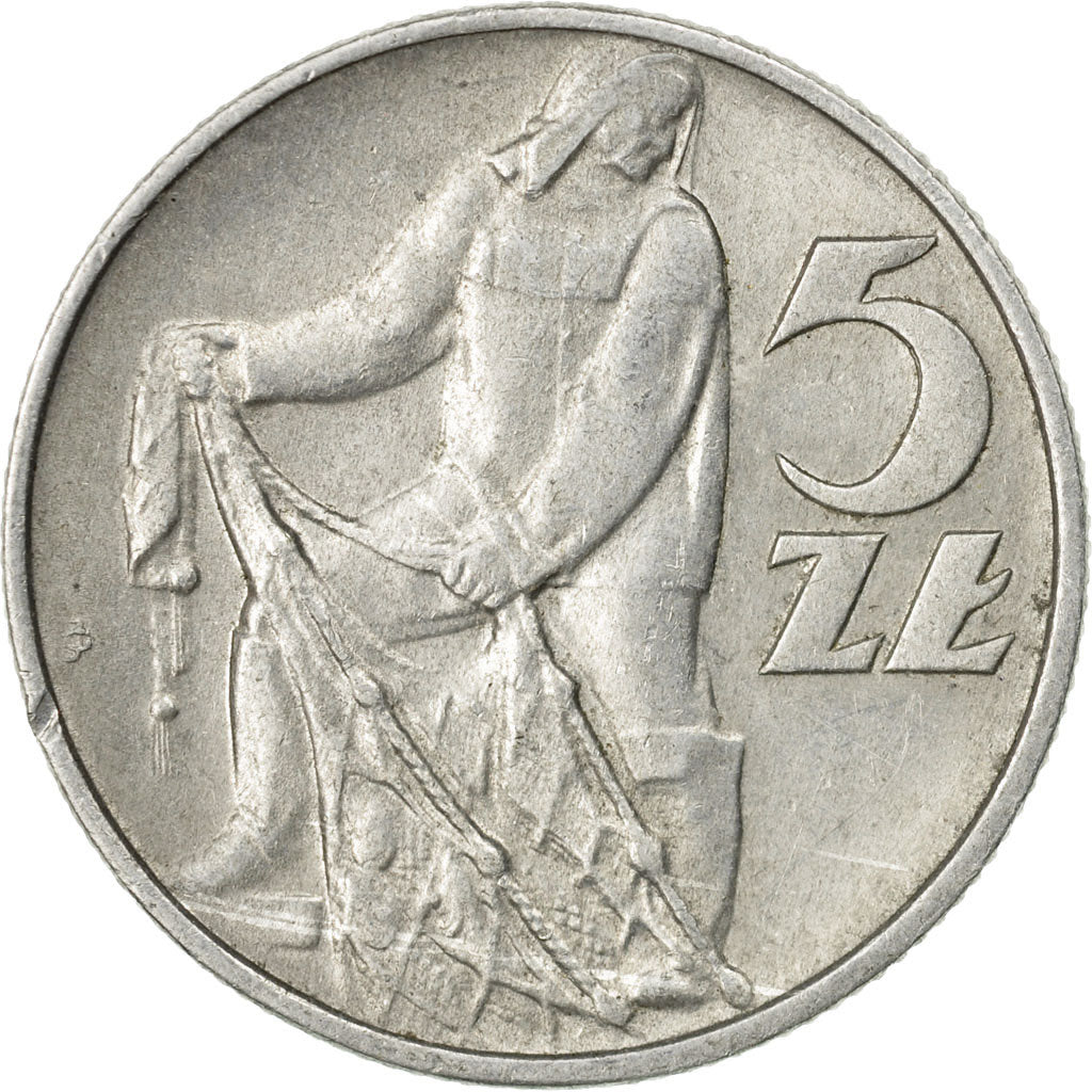 Münze, Polen, 5 Zlotych, 1974, Warsaw, SS+, Aluminium, KM:47