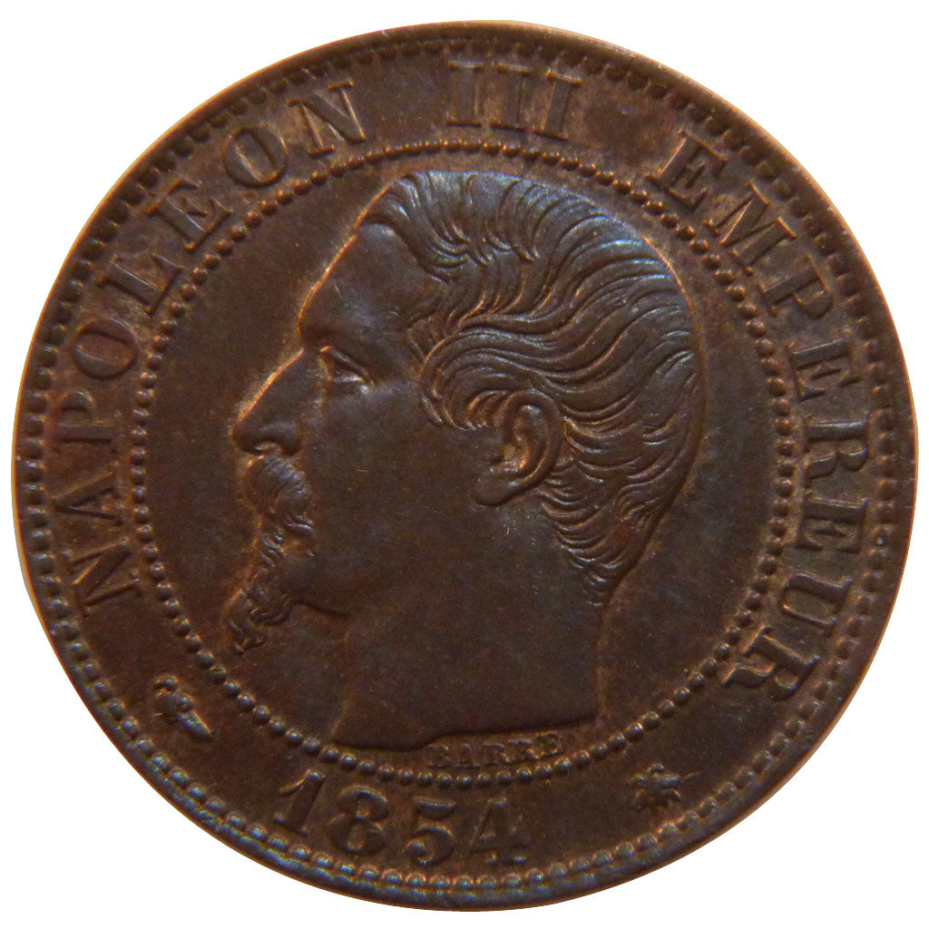 FRANCE, Napoléon III, 5 Centimes, 1854, Strasbourg, MS(60-62), Bronze, 25.1, G..
