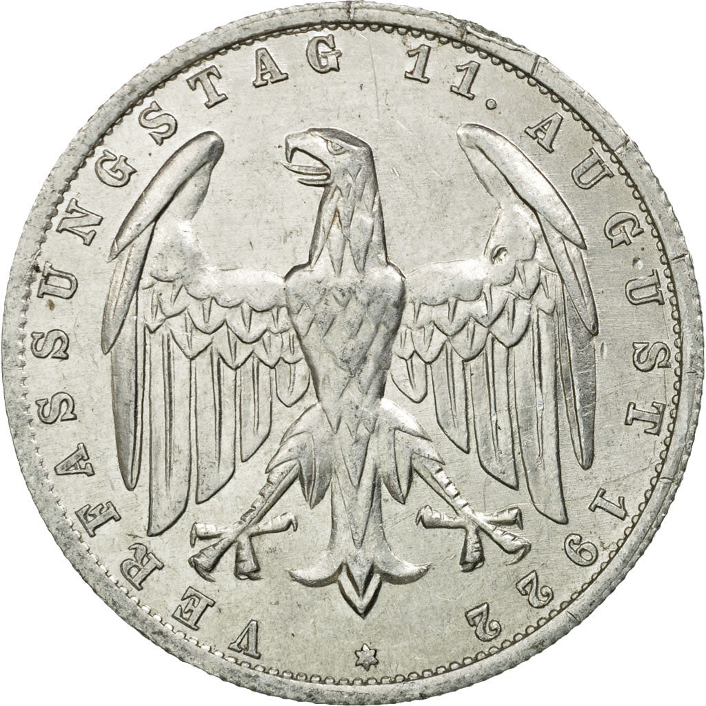 Coin, GERMANY, WEIMAR REPUBLIC, 3 Mark, 1922, Berlin, AU(50-53), Aluminum, KM:28