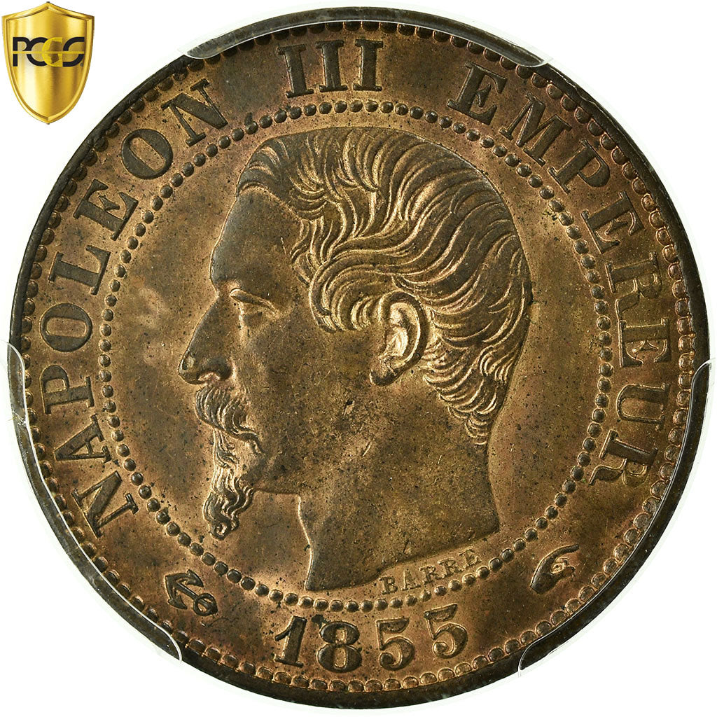 France, Napoléon III, 5 Centimes, 1855, Paris, Bronze, PCGS, SPL+, Gadoury:152
