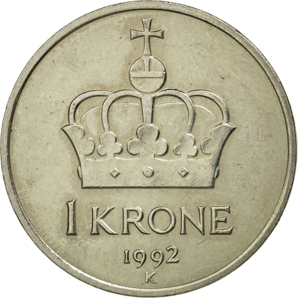 Coin, Norway, Harald V, Krone, 1992, EF(40-45), Copper-nickel, KM:436