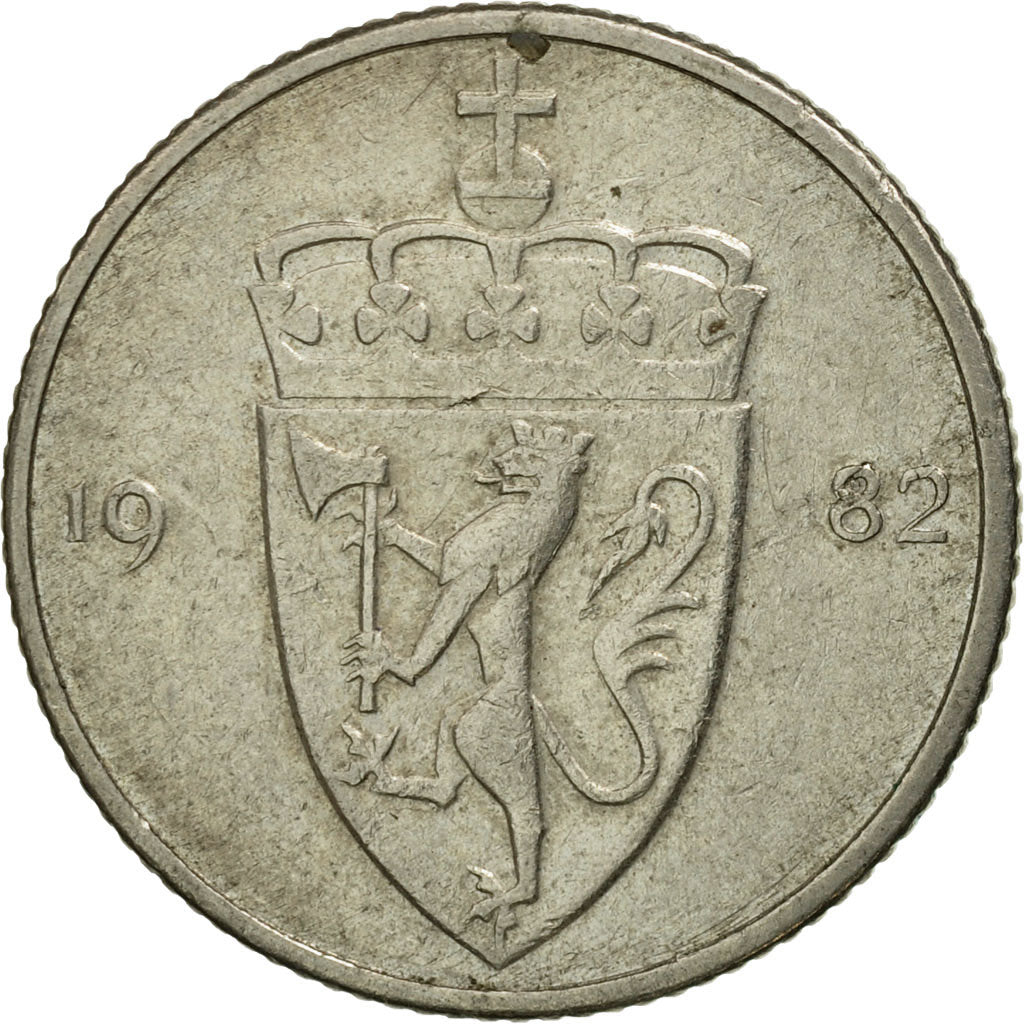 Coin, Norway, Olav V, 50 Öre, 1982, EF(40-45), Copper-nickel, KM:418