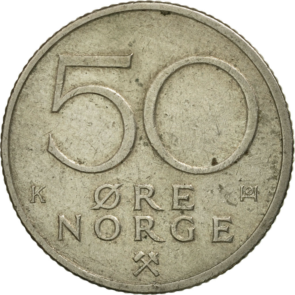 Coin, Norway, Olav V, 50 Öre, 1982, EF(40-45), Copper-nickel, KM:418