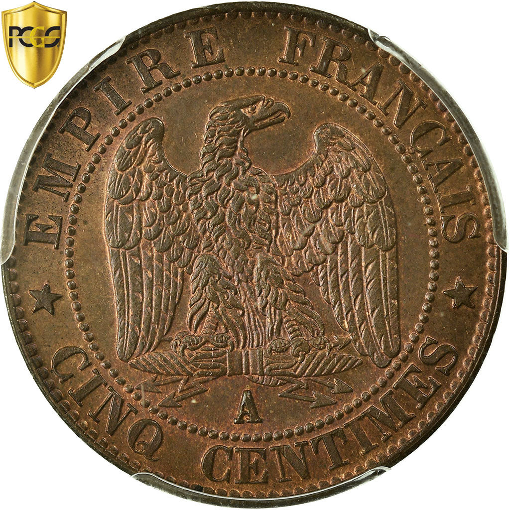 Monnaie, France, Napoleon III, Napoléon III, 5 Centimes, 1856, Paris, PCGS